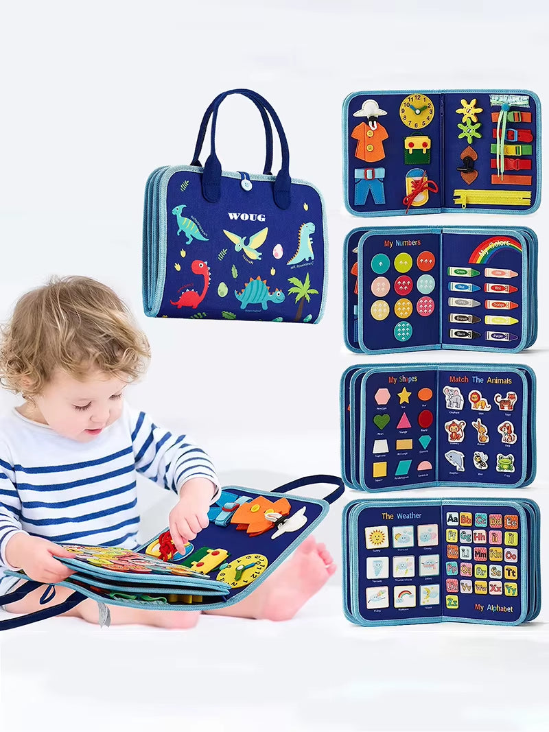 Tablero de Actividades Montessori Busy Board - Juguete Sensorial para Desarrollo de Habilidades Motoras - Juguete Educativo de Viaje para Niños Pequeños