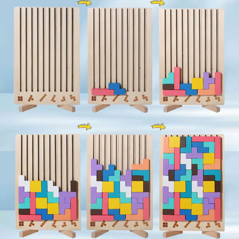 Rompecabezas 3D de Madera - Bloques de Construcción - Juguete de Entrenamiento Lógico para Bebés - Juego Interactivo Padres e Hijos