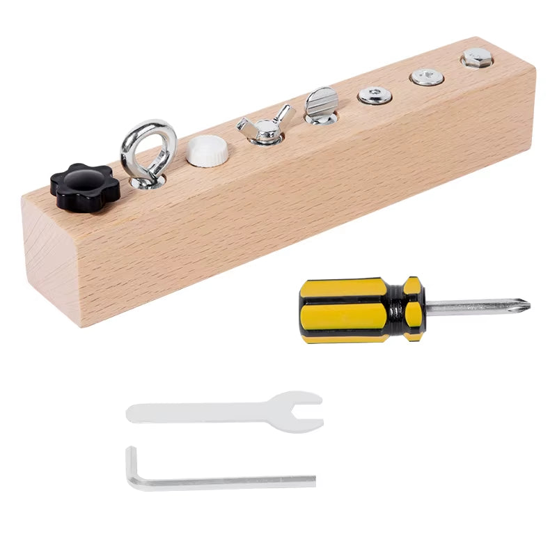 Juguete Montessori Educativo de Madera - Tablero de Actividades con Tornillos y Tuercas - Entrenamiento de Coordinación Mano-Ojo para Niños